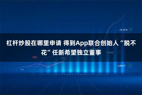 杠杆炒股在哪里申请 得到App联合创始人“脱不花”任新希望独立董事